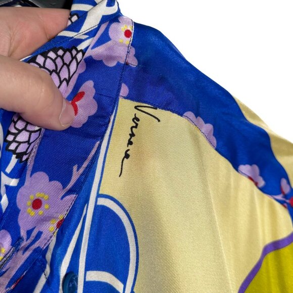 Gianni Versace Vintage Rare Yellow Japanese Mask Print Silk Shirt - Picture 3 of 13